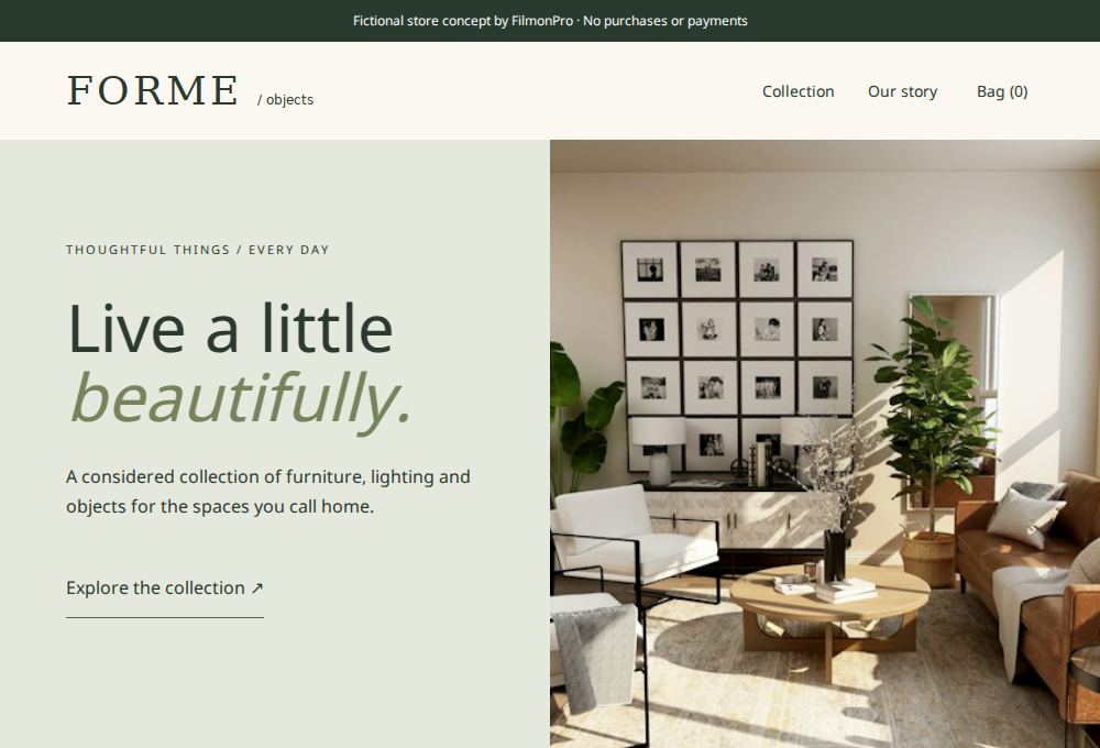 Online store concept website preview