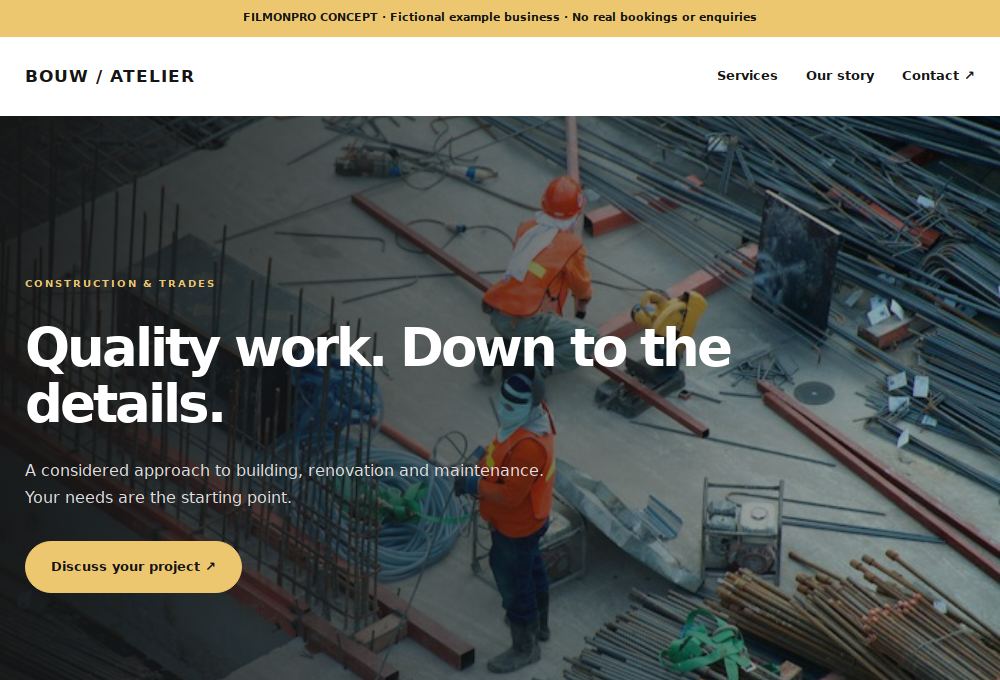 Construction and trades concept website preview