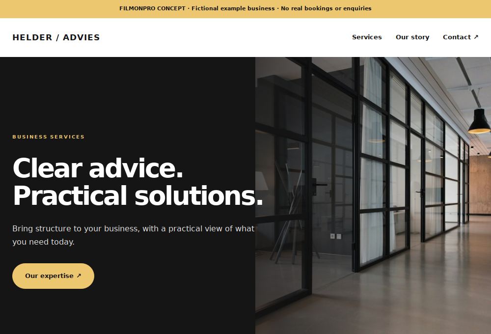 Website preview for the Business services design concept