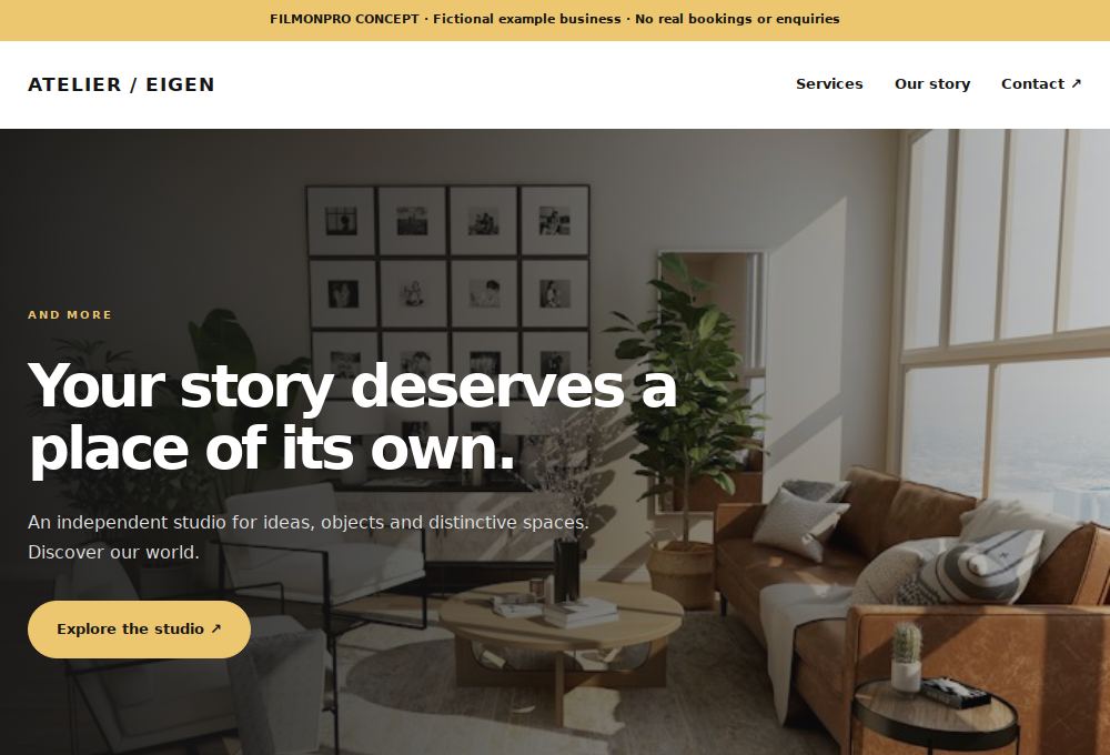 Website preview for the Interior studio design concept